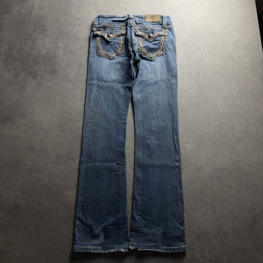 Y2K EMBROIDERY BOOTCUT JEANS (Größe XS)