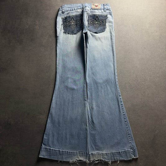 Y2K EMBROIDERY BOOTCUT JEANS (Größe S)