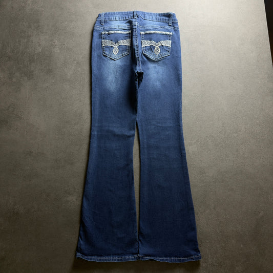 Y2K EMBROIDERY BOOTCUT JEANS (Größe S)