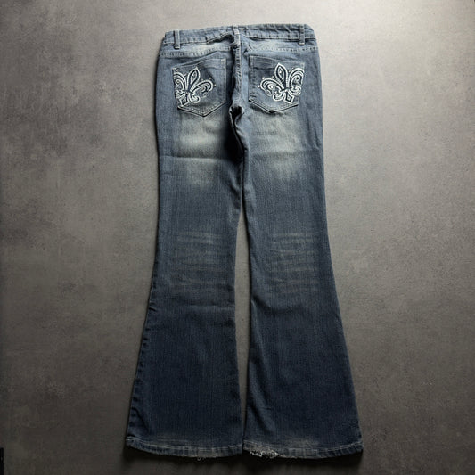 Y2K EMBROIDERY BOOTCUT JEANS (Größe S)