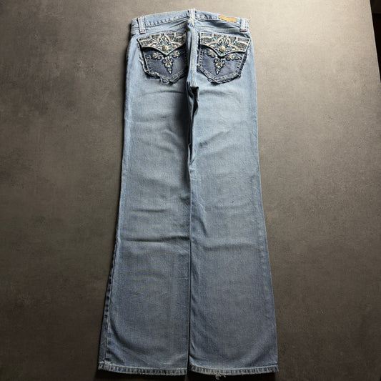 Y2K EMBROIDERY BOOTCUT JEANS (Größe M)