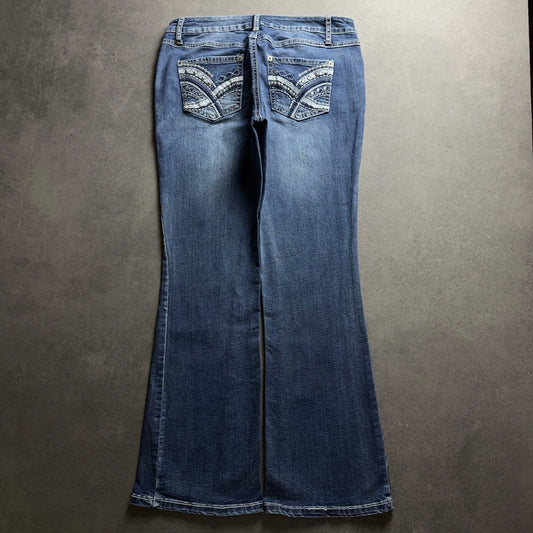 Y2K EMBROIDERY BOOTCUT JEANS (Größe M)