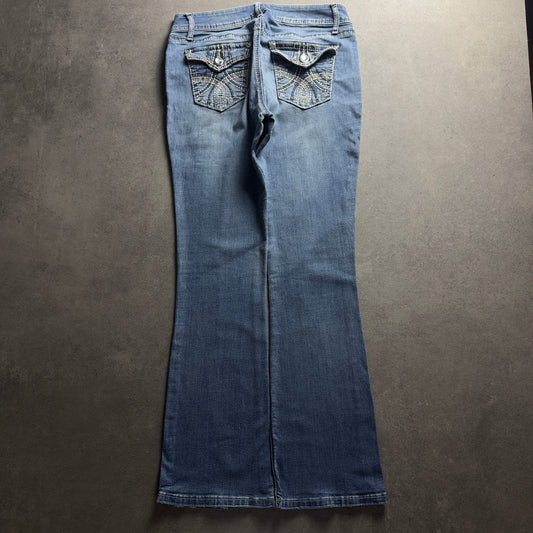 Y2K EMBROIDERY BOOTCUT JEANS (Größe M)