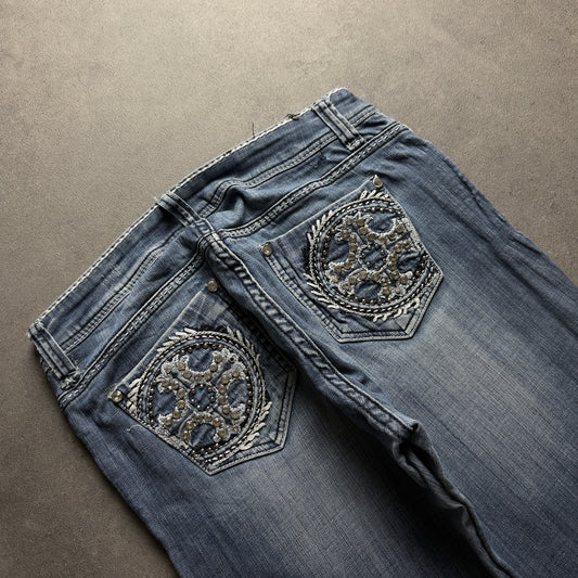 Y2K EMBROIDERY BOOTCUT JEANS (Größe XS)
