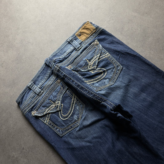 Y2K EMBROIDERY BOOTCUT JEANS (Größe M)