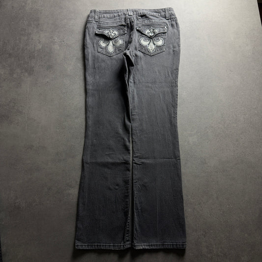 Y2K EMBROIDERY BOOTCUT JEANS (Größe S)
