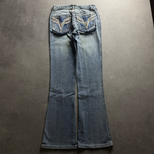 Y2K EMBROIDERY BOOTCUT JEANS (Größe XS)