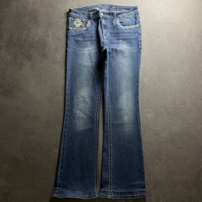 Y2K EMBROIDERY BOOTCUT JEANS (Größe M)