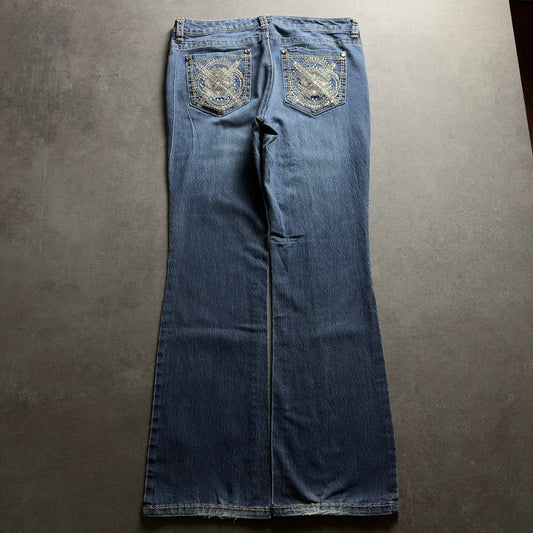 Y2K EMBROIDERY BOOTCUT JEANS (Größe L)