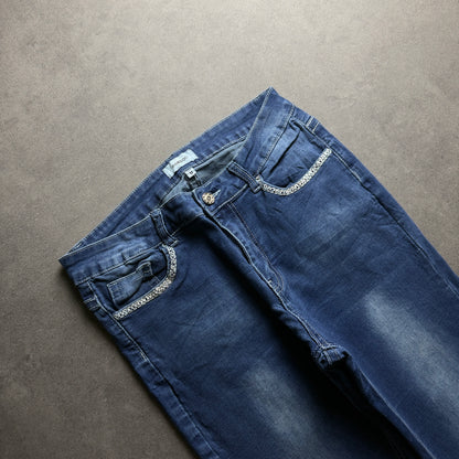 Y2K EMBROIDERY BOOTCUT JEANS (Größe S)