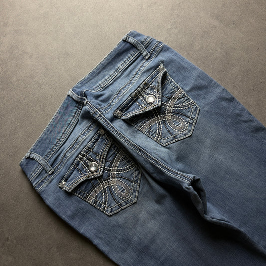 Y2K EMBROIDERY BOOTCUT JEANS (Größe M)