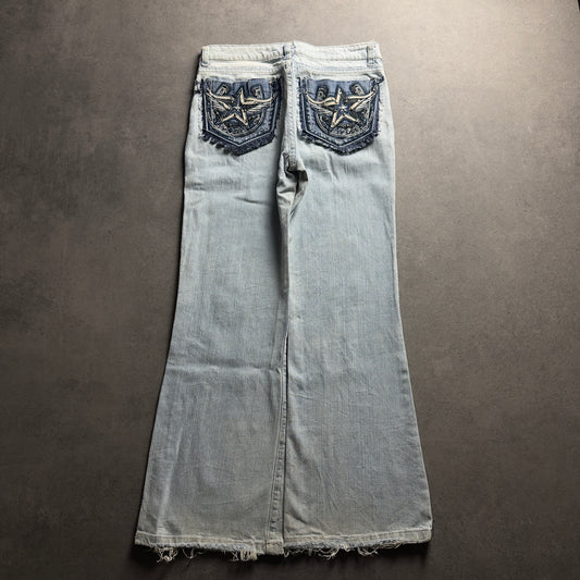 Y2K EMBROIDERY BOOTCUT JEANS (Größe XS)