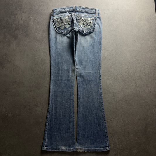 Y2K EMBROIDERY BOOTCUT JEANS (Größe XS)