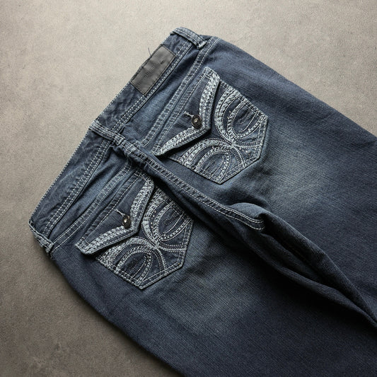 Y2K EMBROIDERY BOOTCUT JEANS (Größe M)