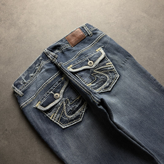 Y2K EMBROIDERY BOOTCUT JEANS (Größe S)