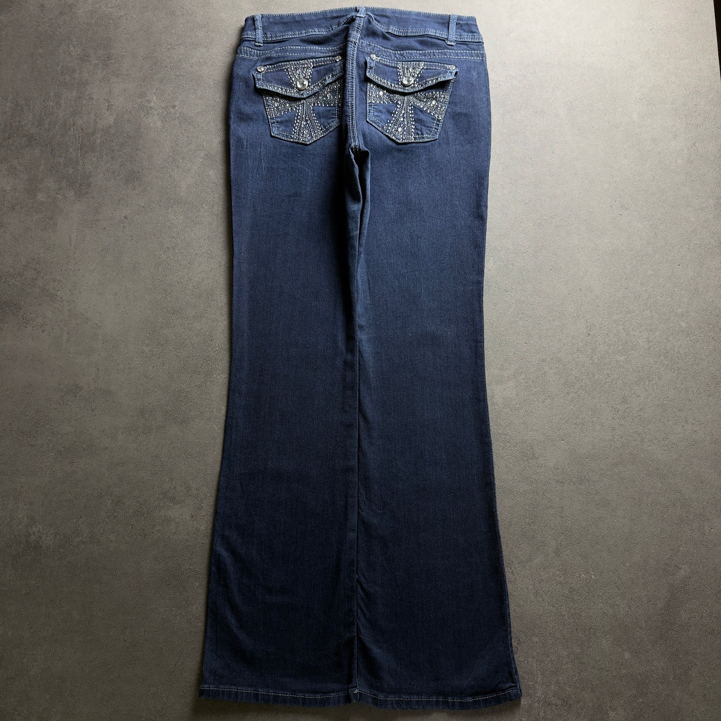 Y2K EMBROIDERY BOOTCUT JEANS (Größe M)