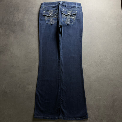 Y2K EMBROIDERY BOOTCUT JEANS (Größe M)