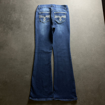 Y2K EMBROIDERY BOOTCUT JEANS (Größe S)