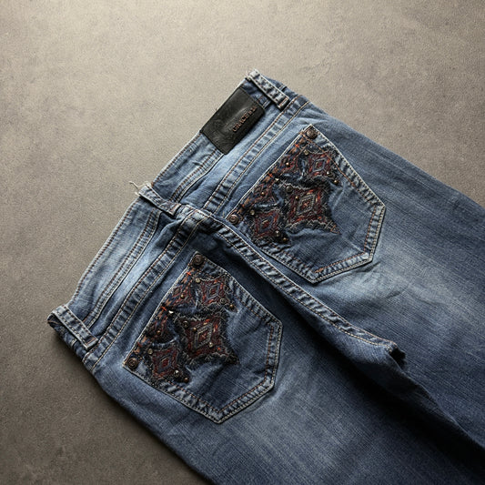 Y2K EMBROIDERY BOOTCUT JEANS (Größe M)