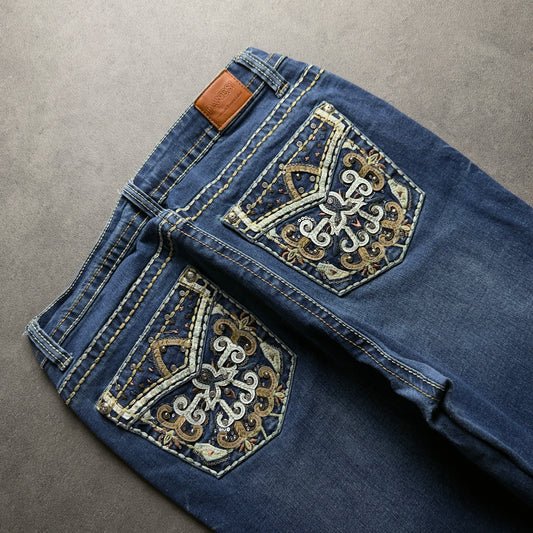 Y2K EMBROIDERY BOOTCUT JEANS (Größe S)