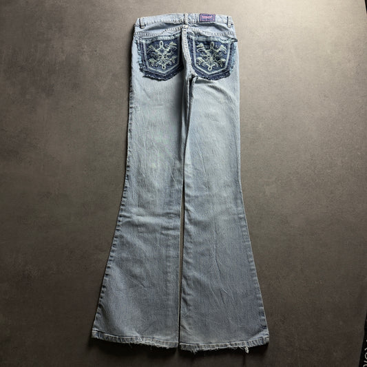 Y2K EMBROIDERY BOOTCUT JEANS (Größe XS)