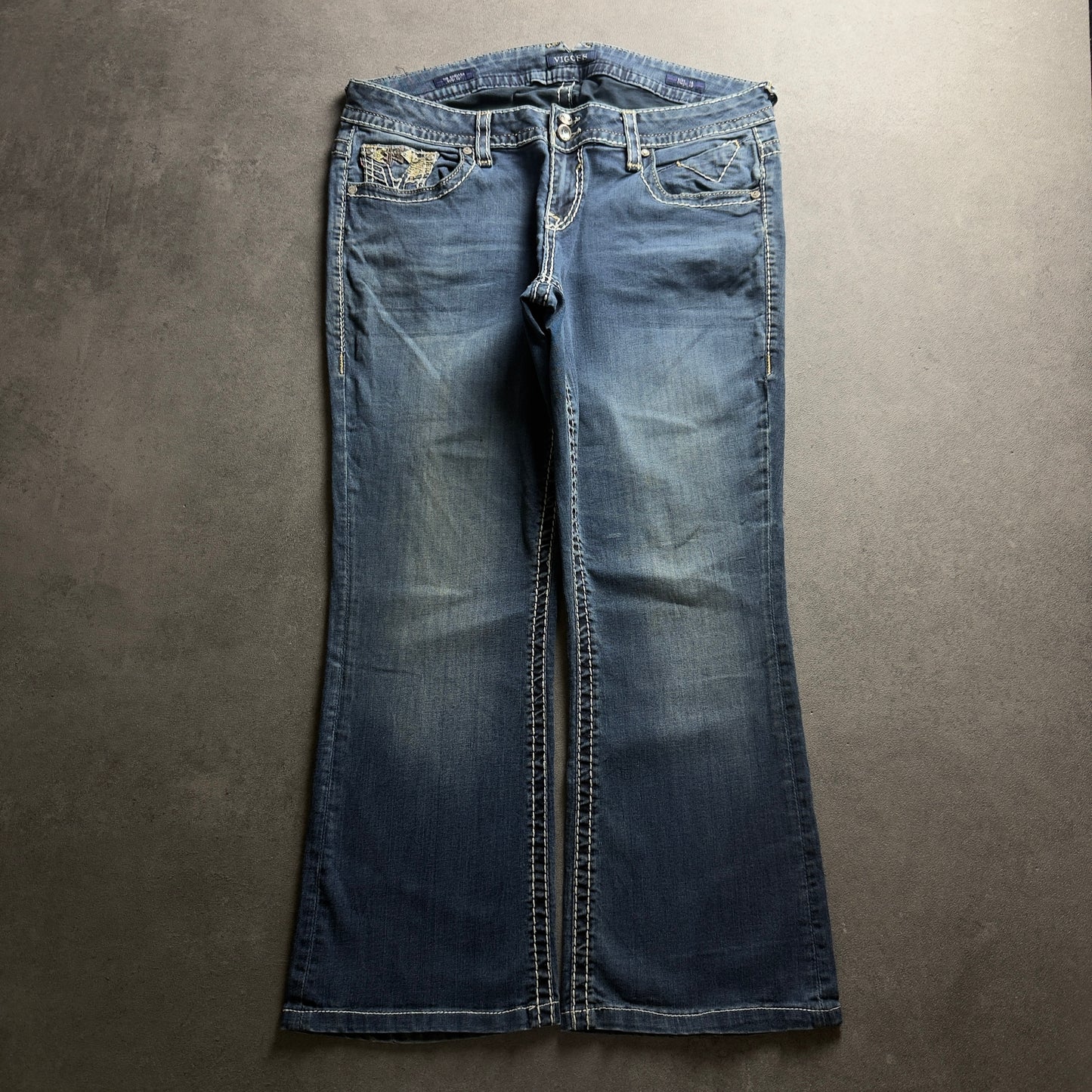Y2K EMBROIDERY BOOTCUT JEANS (Größe XXL)