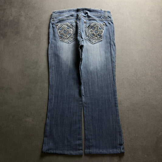 Y2K EMBROIDERY BOOTCUT JEANS (Größe XS)