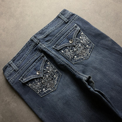 Y2K EMBROIDERY BOOTCUT JEANS (Größe L)