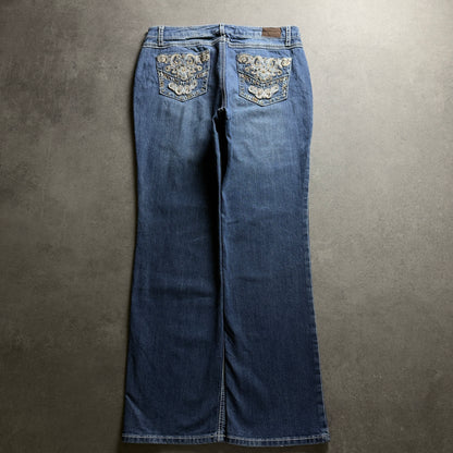 Y2K EMBROIDERY BOOTCUT JEANS (Größe M)