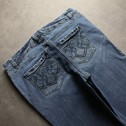 Y2K EMBROIDERY BOOTCUT JEANS (Größe L)