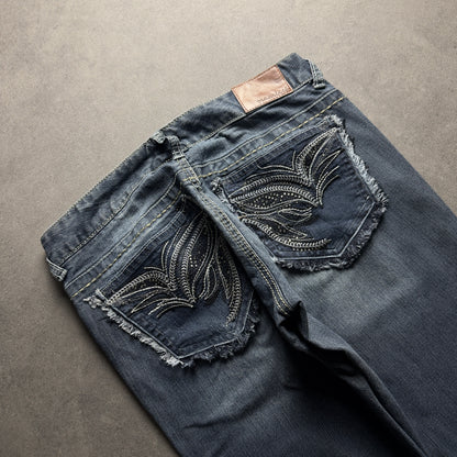 Y2K EMBROIDERY BOOTCUT JEANS (Größe M)