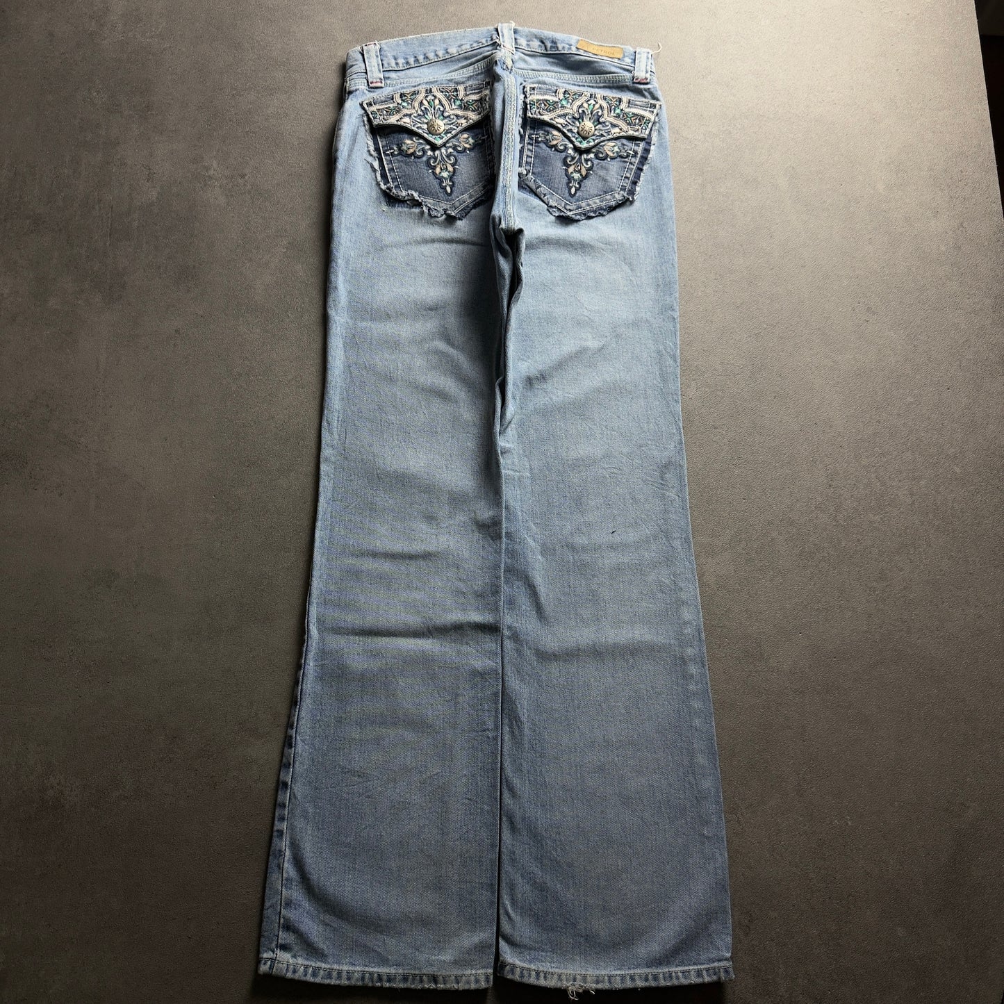 Y2K EMBROIDERY BOOTCUT JEANS (Größe M)