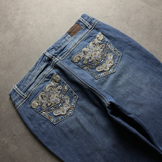 Y2K EMBROIDERY BOOTCUT JEANS (Größe M)