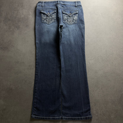 Y2K EMBROIDERY BOOTCUT JEANS (Größe L)