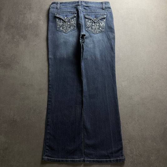Y2K EMBROIDERY BOOTCUT JEANS (Größe L)