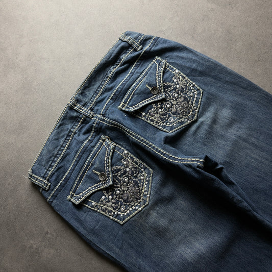Y2K EMBROIDERY BOOTCUT JEANS (Größe M)