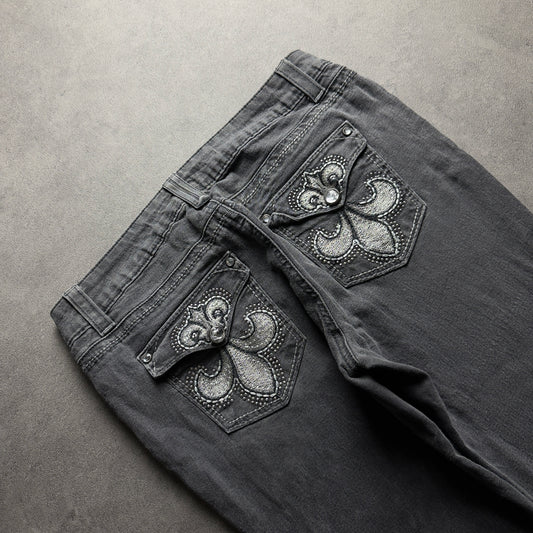 Y2K EMBROIDERY BOOTCUT JEANS (Größe S)
