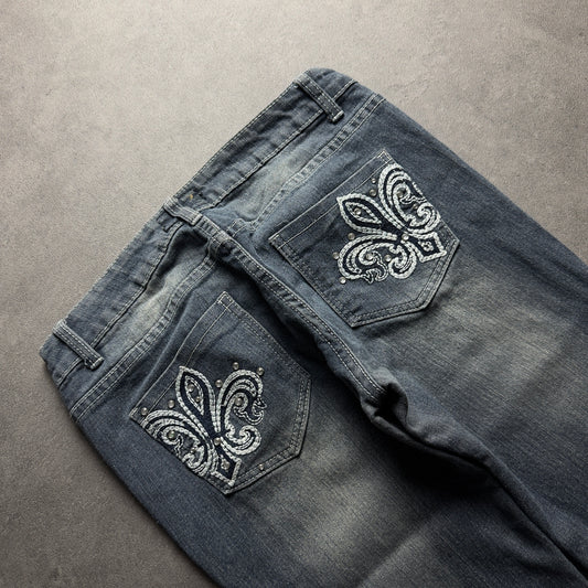 Y2K EMBROIDERY BOOTCUT JEANS (Größe S)