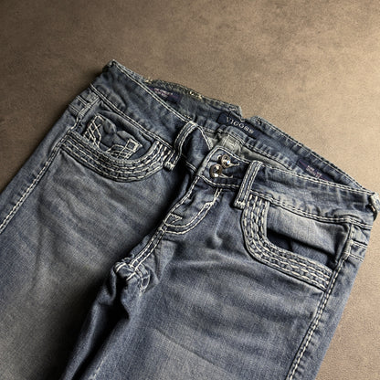 Y2K EMBROIDERY BOOTCUT JEANS (Größe S)