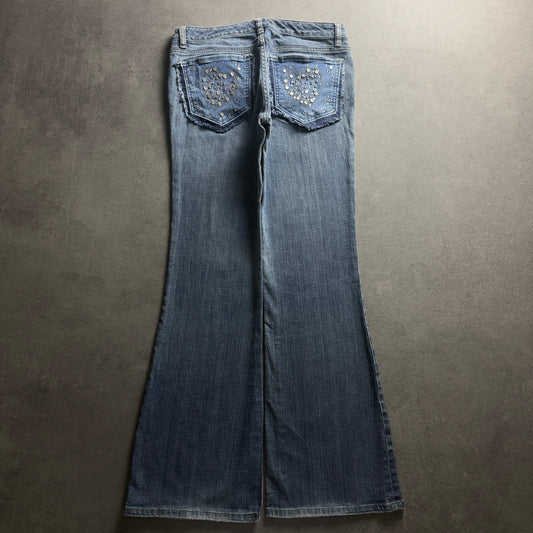 Y2K EMBROIDERY BOOTCUT JEANS (Größe M)